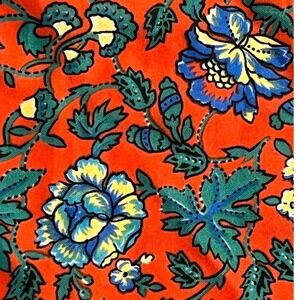 VTG AXCESS Womens 30x30 Floral Square Scarf Hankerchief Red Blue Flowers Retro